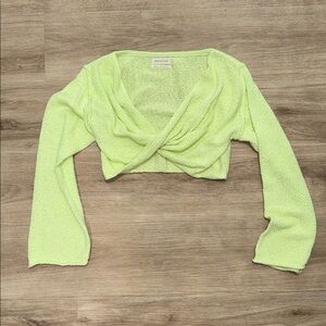 Urban Outfitters Neon Lime Twist-Front Cropped Top